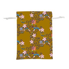 Textile Flowers Pattern Lightweight Drawstring Pouch (l)