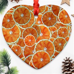 Oranges Background Heart Ornament (two Sides) by HermanTelo