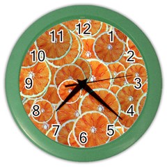 Oranges Background Color Wall Clock