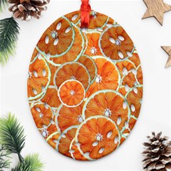 Oranges Background Oval Filigree Ornament (two Sides)