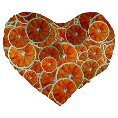 Oranges Background Large 19  Premium Flano Heart Shape Cushions