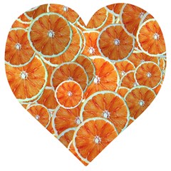 Oranges Background Wooden Puzzle Heart