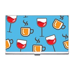 Cups And Mugs Blue Business Card Holder