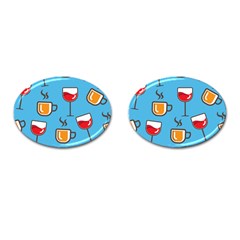 Cups And Mugs Blue Cufflinks (oval)