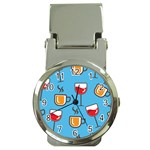 Cups And Mugs Blue Money Clip Watches Front