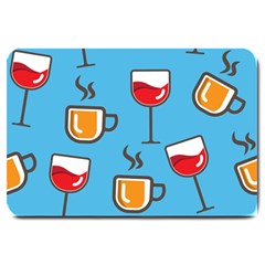 Cups And Mugs Blue Large Doormat 