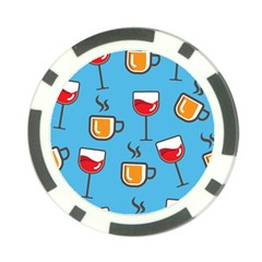 Cups And Mugs Blue Poker Chip Card Guard