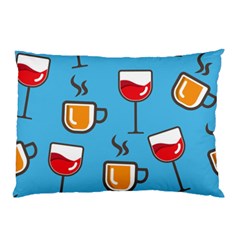 Cups And Mugs Blue Pillow Case