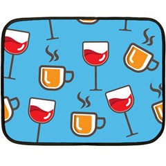 Cups And Mugs Blue Fleece Blanket (mini)