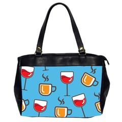 Cups And Mugs Blue Oversize Office Handbag (2 Sides)