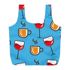 Cups And Mugs Blue Full Print Recycle Bag (l) by HermanTelo