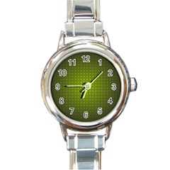 Hexagon Background Circle Round Italian Charm Watch by HermanTelo