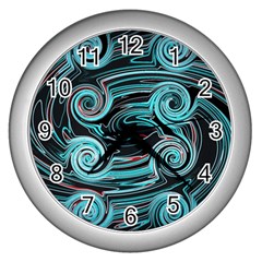 Background Neon Abstract Wall Clock (silver) by HermanTelo