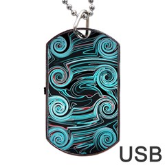 Background Neon Abstract Dog Tag Usb Flash (two Sides)