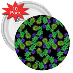 Flowers Pattern Background 3  Buttons (10 Pack)  by HermanTelo