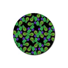 Flowers Pattern Background Rubber Round Coaster (4 Pack)  by HermanTelo