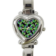 Flowers Pattern Background Heart Italian Charm Watch