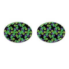 Flowers Pattern Background Cufflinks (oval)