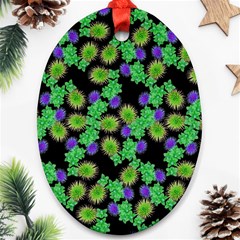 Flowers Pattern Background Oval Ornament (two Sides)