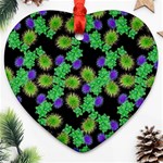 Flowers Pattern Background Heart Ornament (Two Sides) Front