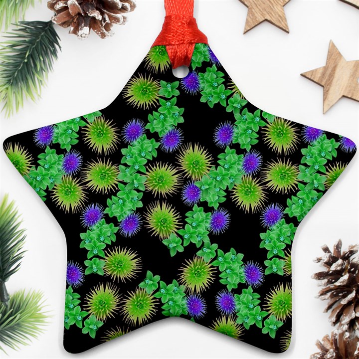 Flowers Pattern Background Star Ornament (Two Sides)