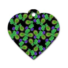 Flowers Pattern Background Dog Tag Heart (two Sides)