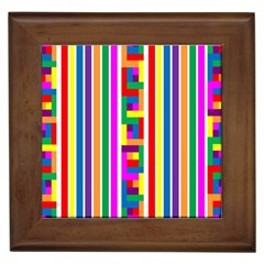 Rainbow Geometric Spectrum Framed Tile by Mariart