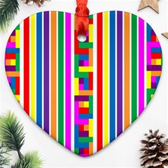 Rainbow Geometric Spectrum Ornament (heart) by Mariart