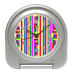 Rainbow Geometric Spectrum Travel Alarm Clock by Mariart