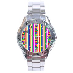 Rainbow Geometric Spectrum Stainless Steel Analogue Watch by Mariart