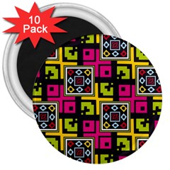 Squares Pattern                                  3  Magnet (10 Pack) by LalyLauraFLM