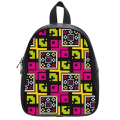 Squares Pattern                                  School Bag (small) by LalyLauraFLM