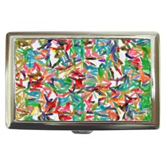 Colorful Paint Strokes On A White Background                                  Cigarette Money Case by LalyLauraFLM