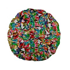 Colorful Paint Strokes On A White Background                                 Standard 15  Premium Flano Round Cushion by LalyLauraFLM