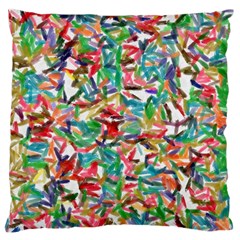 Colorful Paint Strokes On A White Background                                 Large Flano Cushion Case (two Sides) by LalyLauraFLM