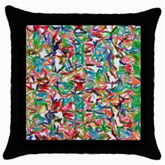 Colorful Paint Strokes On A White Background                                  Throw Pillow Case (black) by LalyLauraFLM