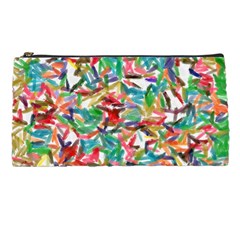 Colorful Paint Strokes On A White Background                                 Pencil Case by LalyLauraFLM