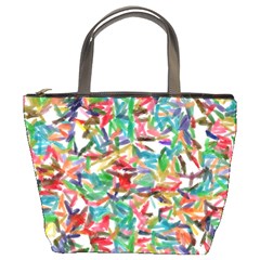 Colorful Paint Strokes On A White Background                                  Bucket Bag by LalyLauraFLM