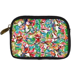 Colorful Paint Strokes On A White Background                                  Digital Camera Leather Case by LalyLauraFLM