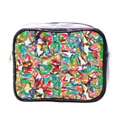 Colorful Paint Strokes On A White Background                                  Mini Toiletries Bag (one Side) by LalyLauraFLM