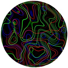 Neon Waves                               Wooden Puzzle Round by LalyLauraFLM