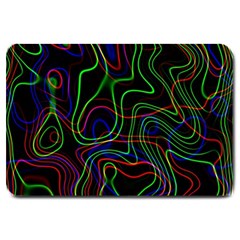 Neon Waves                                  Large Doormat by LalyLauraFLM