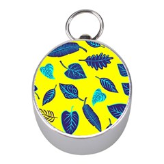 Leaves On A Yellow Background                                  Silver Compass (mini) by LalyLauraFLM