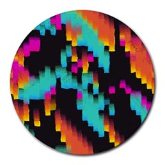 Rectangles In Retro Colors                                  Round Mousepad