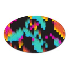 Rectangles In Retro Colors                                  Magnet (oval) by LalyLauraFLM