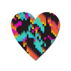 Rectangles In Retro Colors                                  Magnet (heart) by LalyLauraFLM