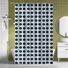 Black Flower On Blue White Pattern Shower Curtain 48  X 72  (small)  by BrightVibesDesign