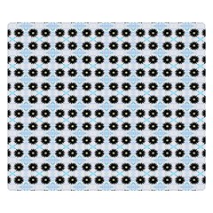 Black Flower On Blue White Pattern Double Sided Flano Blanket (small)  by BrightVibesDesign