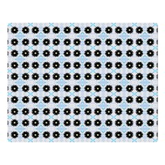 Black Flower On Blue White Pattern Double Sided Flano Blanket (large)  by BrightVibesDesign