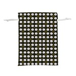 White Flower Pattern On Yellow Black Lightweight Drawstring Pouch (M) Front